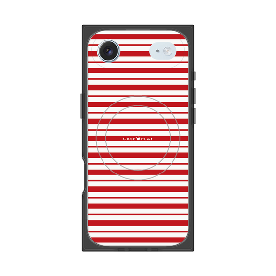 プレミアムスクエアケース with MagSafe［ Small Border - Red ］