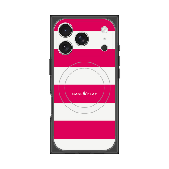 プレミアムスクエアケース with MagSafe［ Big Border - Pink ］