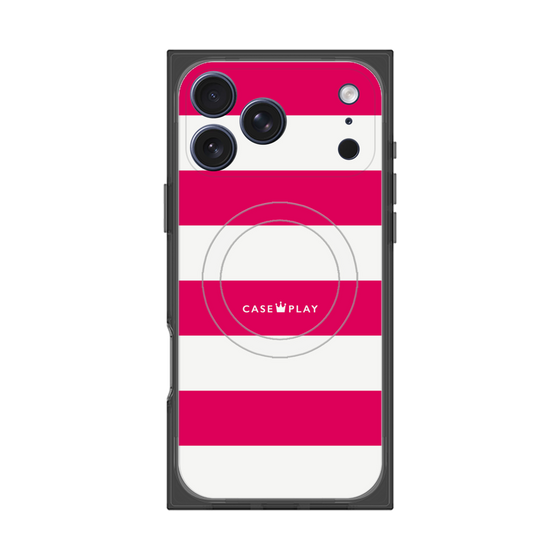 プレミアムスクエアケース with MagSafe［ Big Border - Pink ］