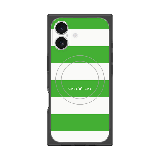 プレミアムスクエアケース with MagSafe［ Big Border - Green ］