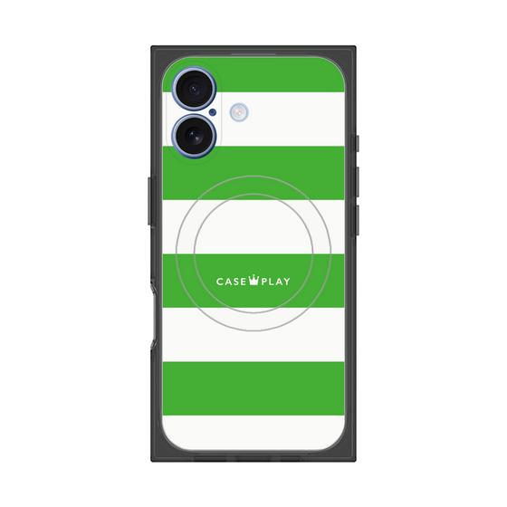 プレミアムスクエアケース with MagSafe［ Big Border - Green ］