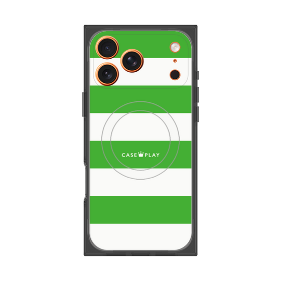 プレミアムスクエアケース with MagSafe［ Big Border - Green ］