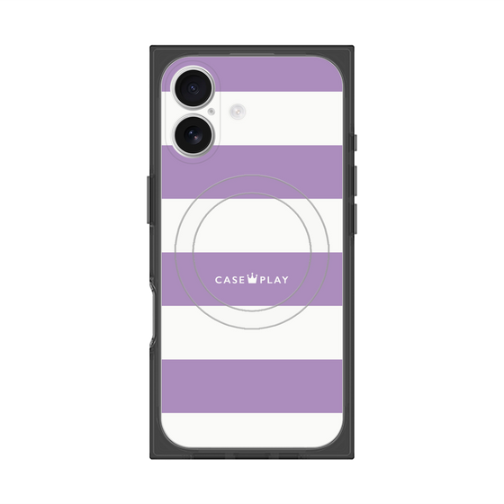 プレミアムスクエアケース with MagSafe［ Big Border - Purple ］