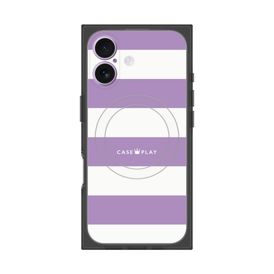 プレミアムスクエアケース with MagSafe［ Big Border - Purple ］