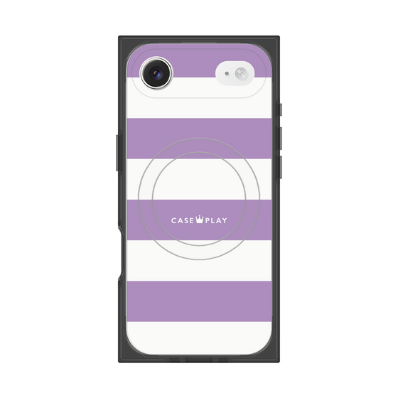 プレミアムスクエアケース with MagSafe［ Big Border - Purple ］