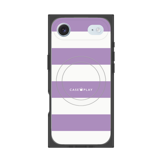 プレミアムスクエアケース with MagSafe［ Big Border - Purple ］