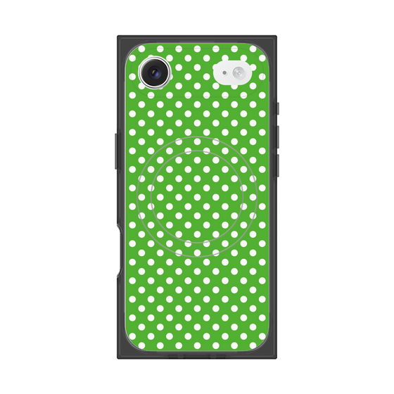 プレミアムスクエアケース with MagSafe［ Small Dot - Green ］