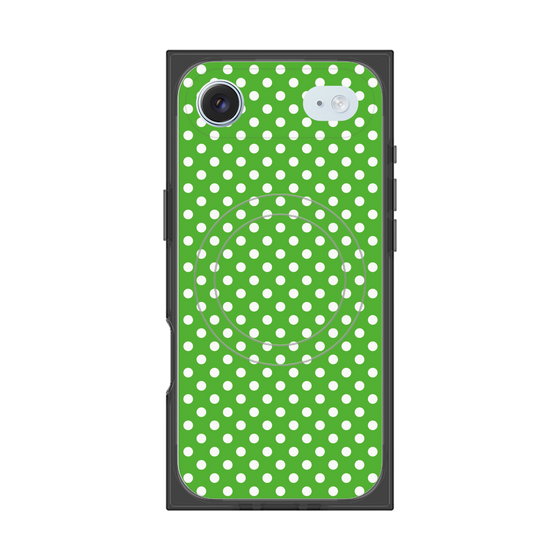 プレミアムスクエアケース with MagSafe［ Small Dot - Green ］