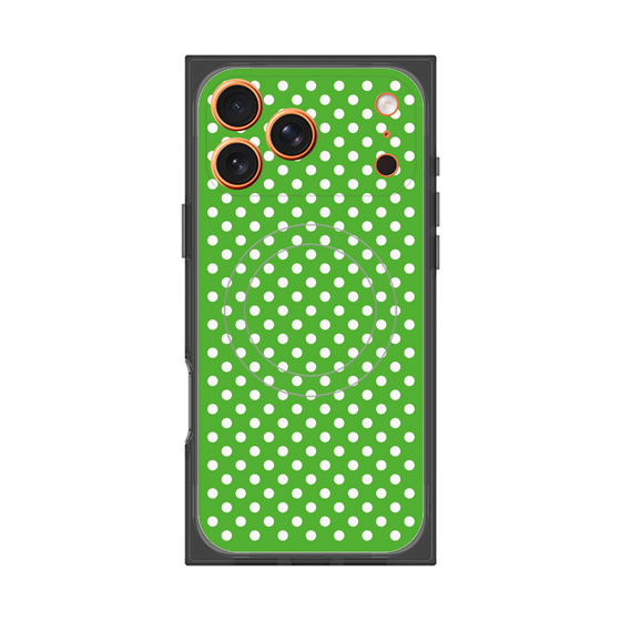プレミアムスクエアケース with MagSafe［ Small Dot - Green ］