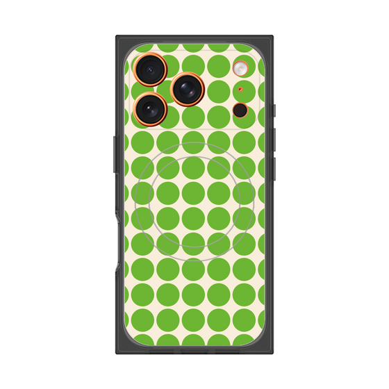 プレミアムスクエアケース with MagSafe［ Big Dot - Green ］