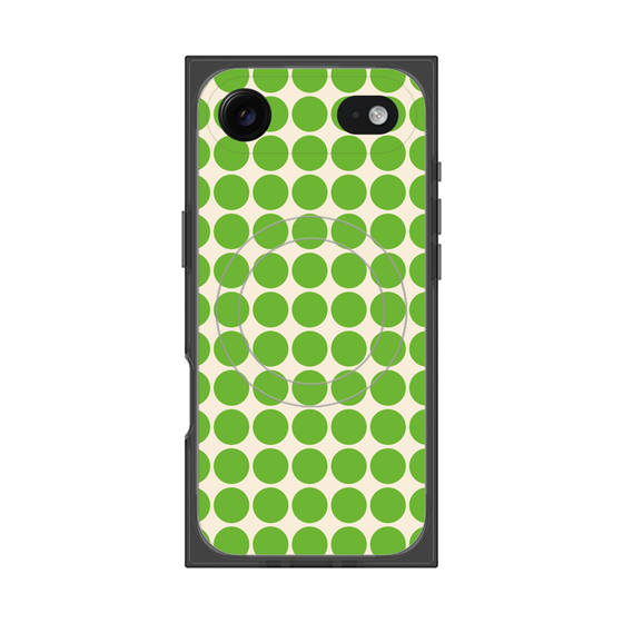 プレミアムスクエアケース with MagSafe［ Big Dot - Green ］