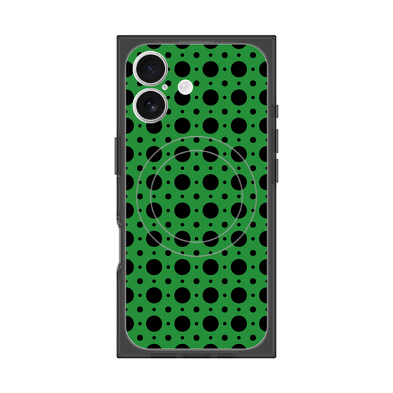 プレミアムスクエアケース with MagSafe［ Shower Dot - Green ］