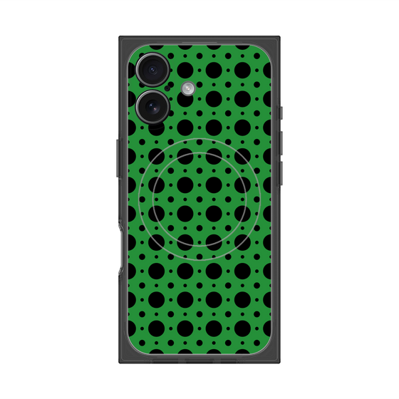 プレミアムスクエアケース with MagSafe［ Shower Dot - Green ］