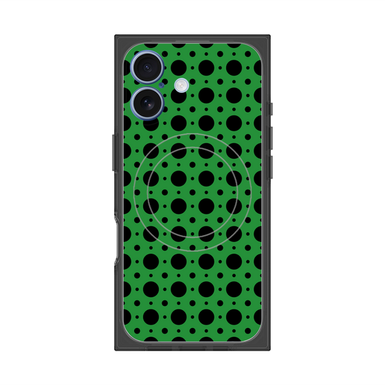 プレミアムスクエアケース with MagSafe［ Shower Dot - Green ］
