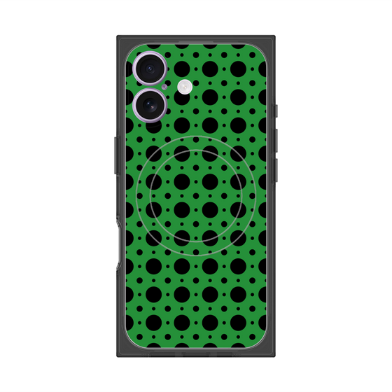 プレミアムスクエアケース with MagSafe［ Shower Dot - Green ］