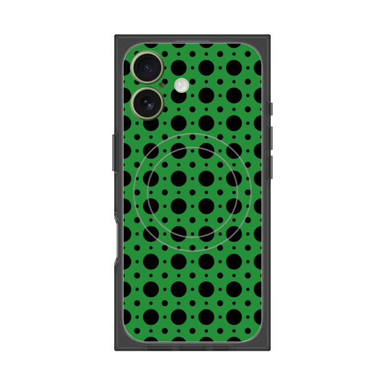 プレミアムスクエアケース with MagSafe［ Shower Dot - Green ］