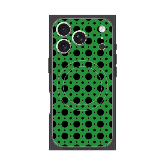プレミアムスクエアケース with MagSafe［ Shower Dot - Green ］