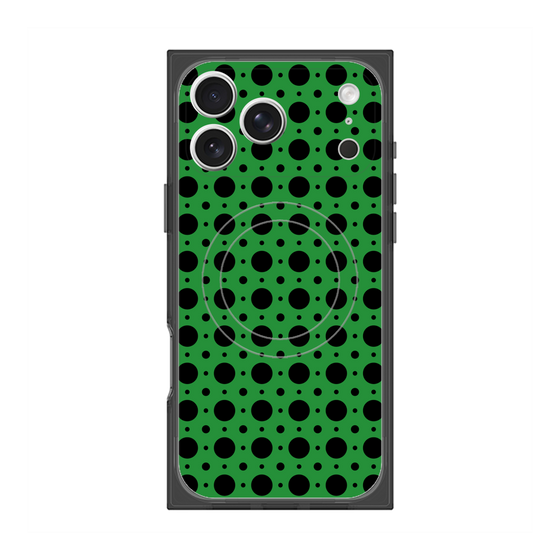 プレミアムスクエアケース with MagSafe［ Shower Dot - Green ］