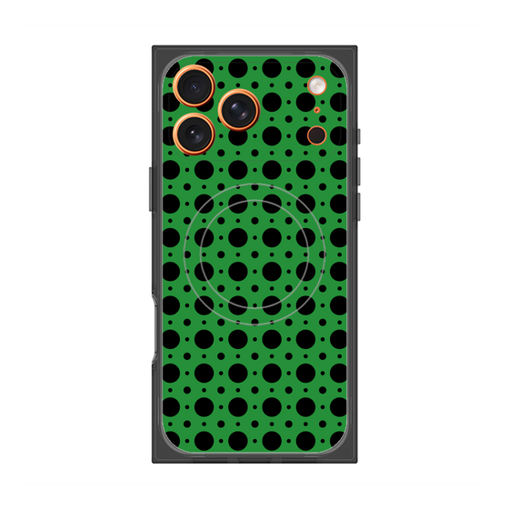 プレミアムスクエアケース with MagSafe［ Shower Dot - Green ］
