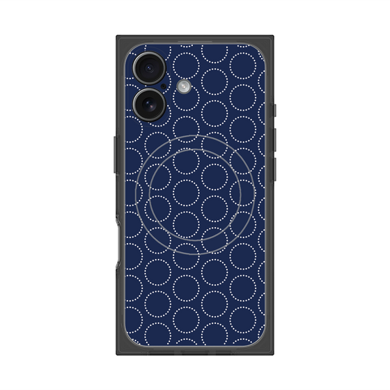 プレミアムスクエアケース with MagSafe［ Dot Circle - Navy ］