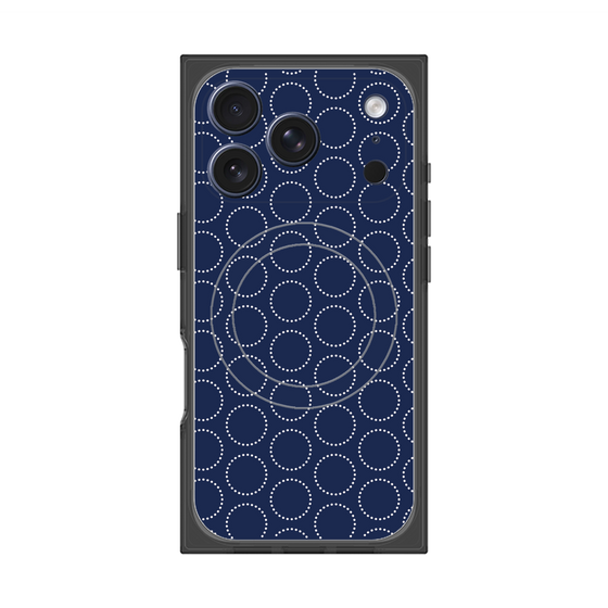 プレミアムスクエアケース with MagSafe［ Dot Circle - Navy ］
