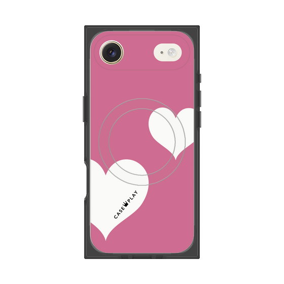 プレミアムスクエアケース with MagSafe［ Two Hearts - Pink ］