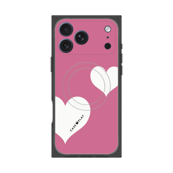 プレミアムスクエアケース with MagSafe［ Two Hearts - Pink ］