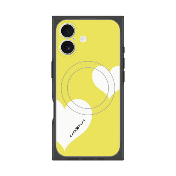 プレミアムスクエアケース with MagSafe［ Two Hearts - Yellow ］