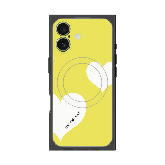 プレミアムスクエアケース with MagSafe［ Two Hearts - Yellow ］