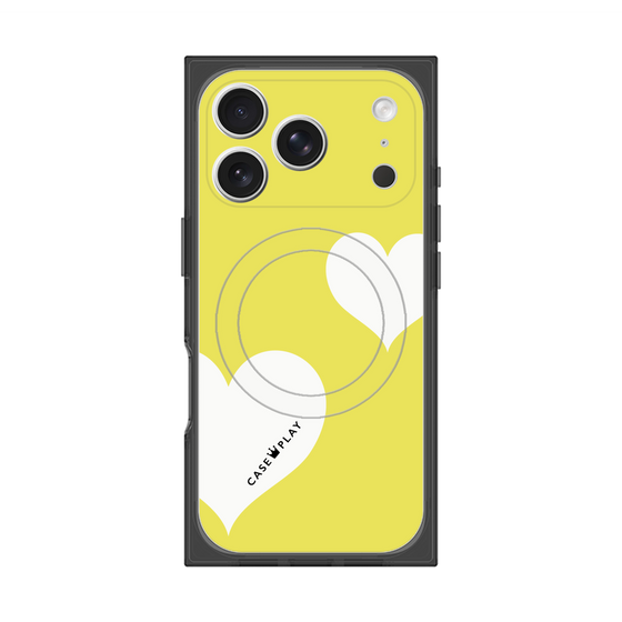 プレミアムスクエアケース with MagSafe［ Two Hearts - Yellow ］