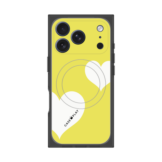 プレミアムスクエアケース with MagSafe［ Two Hearts - Yellow ］