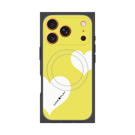 プレミアムスクエアケース with MagSafe［ Two Hearts - Yellow ］
