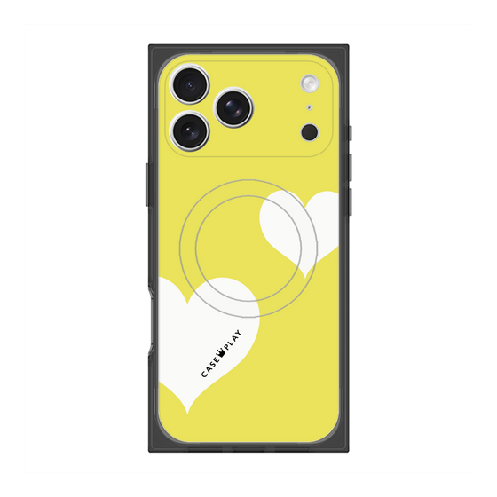 プレミアムスクエアケース with MagSafe［ Two Hearts - Yellow ］