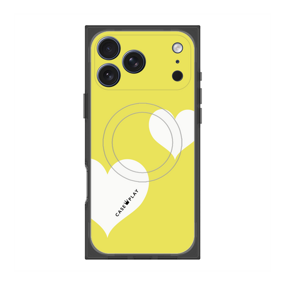 プレミアムスクエアケース with MagSafe［ Two Hearts - Yellow ］