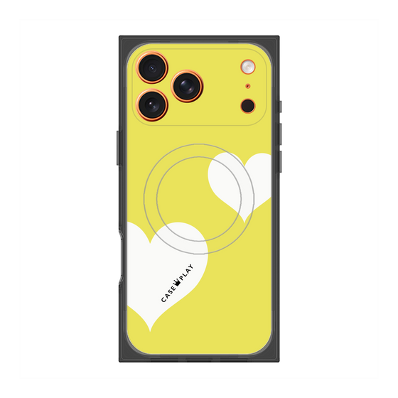 プレミアムスクエアケース with MagSafe［ Two Hearts - Yellow ］