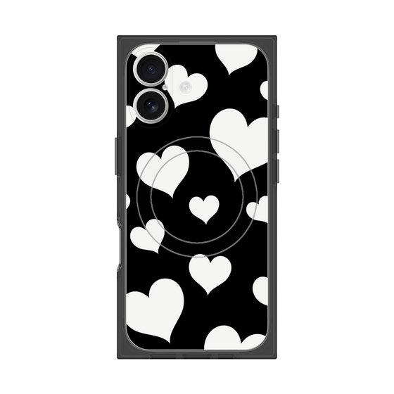 プレミアムスクエアケース with MagSafe［ Dot Hearts - Black ］