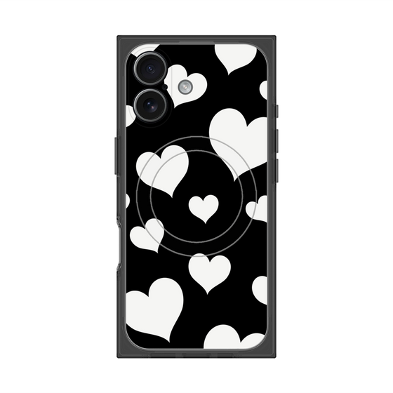 プレミアムスクエアケース with MagSafe［ Dot Hearts - Black ］