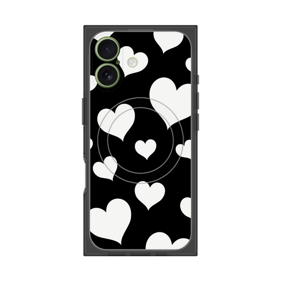 プレミアムスクエアケース with MagSafe［ Dot Hearts - Black ］
