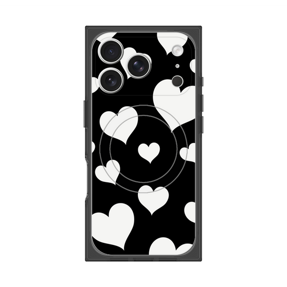 プレミアムスクエアケース with MagSafe［ Dot Hearts - Black ］