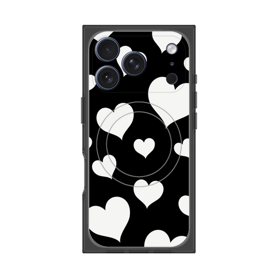 プレミアムスクエアケース with MagSafe［ Dot Hearts - Black ］