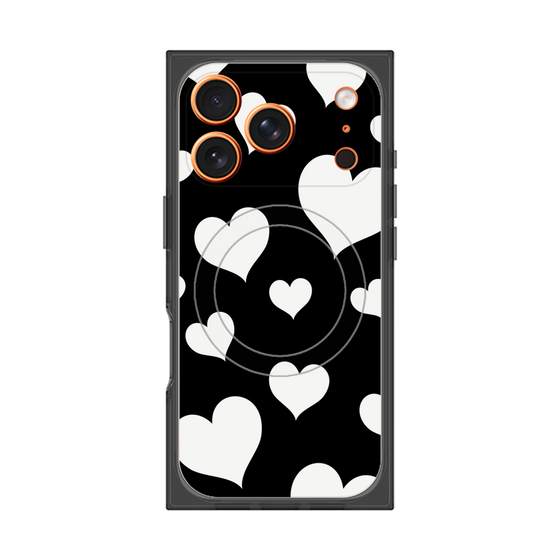 プレミアムスクエアケース with MagSafe［ Dot Hearts - Black ］