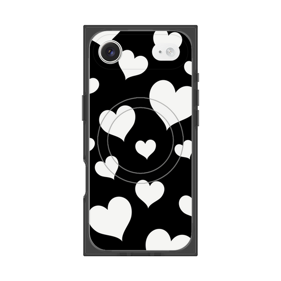 プレミアムスクエアケース with MagSafe［ Dot Hearts - Black ］