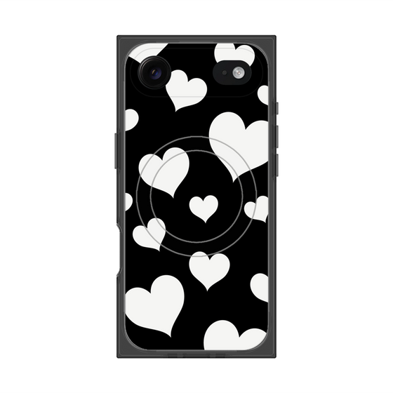 プレミアムスクエアケース with MagSafe［ Dot Hearts - Black ］