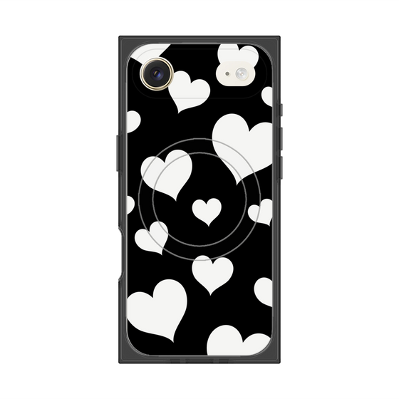プレミアムスクエアケース with MagSafe［ Dot Hearts - Black ］