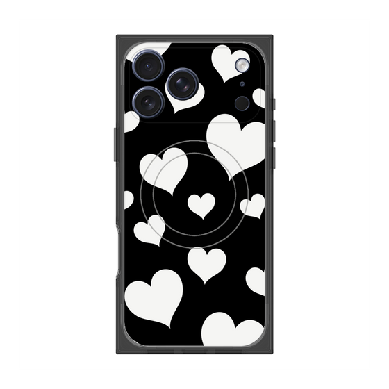プレミアムスクエアケース with MagSafe［ Dot Hearts - Black ］