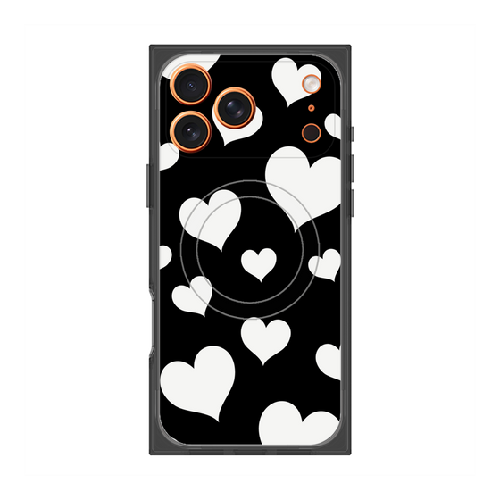 プレミアムスクエアケース with MagSafe［ Dot Hearts - Black ］