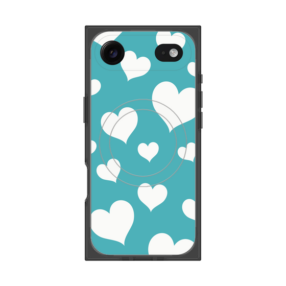 プレミアムスクエアケース with MagSafe［ Dot Hearts - Blue ］