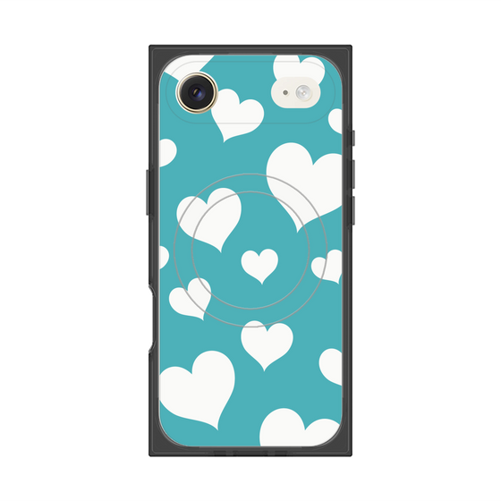 プレミアムスクエアケース with MagSafe［ Dot Hearts - Blue ］