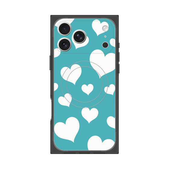 プレミアムスクエアケース with MagSafe［ Dot Hearts - Blue ］