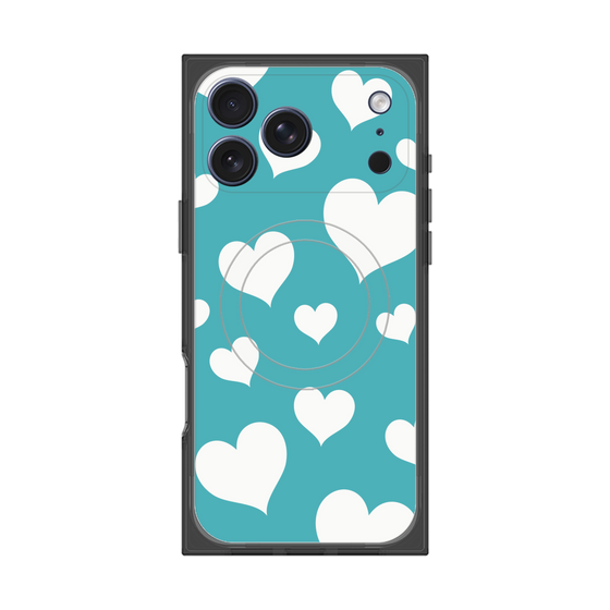プレミアムスクエアケース with MagSafe［ Dot Hearts - Blue ］